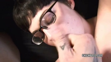 Busty brunette with glasses doing Blowjob, fingering Breasts and gets a mouthful of sperm Porn HD 720, Teen, Cum, Blowjob, Cum in mounth, Homemade - 2