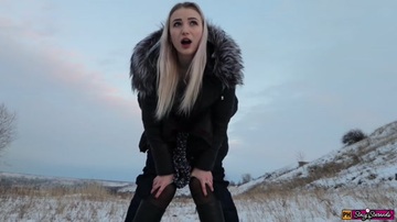 Winter Fellatio And Lovemaking With A Teenage Adorable Girlie In A Fur Coat - Swallow Semen