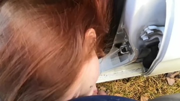 Sex in the forest with a hot redhead girl