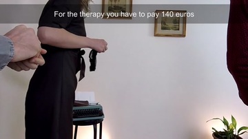 cheated by therapist, he cums on her ass in front of her blindfolded husband
