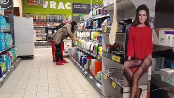 SHOWING MY HAIRY PUSSY IN A SUPERMARKET PUBLICLY