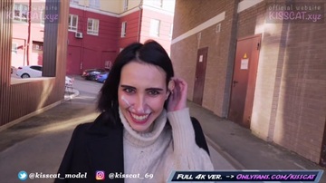 Risky anal sex with a walk and cum on face - Public agent gives a ride to Russian student