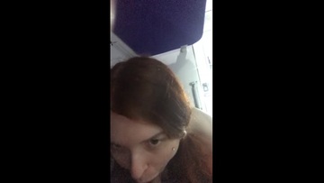 A very young girl sucked the conductor's cock on the train.
