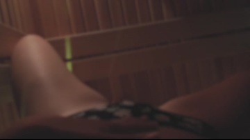 Slender Beauty Teases Her Pussy in the Sauna