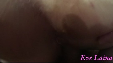 MILF Jerks off a Dick with Tits and Sucks so that Cum Splattered between her Buttocks.