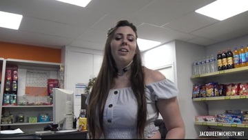 Aude big breasted employee is sodomized at the back of the store