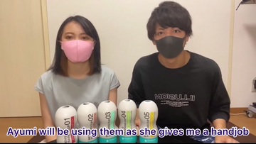 早漏改善トレーニング！オナホ寸止め手コキをしていたらガマンできずに騎乗位で腰振りしちゃう... Japanese Amateur Premature Handjob CUM - えむゆみカップル