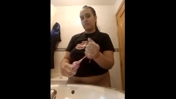 Armenian woman washed sex toys and immediately fondled herself with them