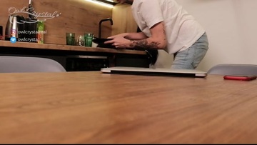 Young blonde sucks a guy's big dick in the sauna