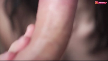 Hot beauty passionately sucks a big dick