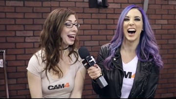 Hottie and show host testing a sex toy live on air