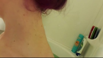 Skinny chick with protruding nipples fondled her pussy in the bathroom