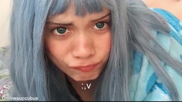 Cute girl gets turned on by a cucumber and giving it a blowjob like it's your dick.