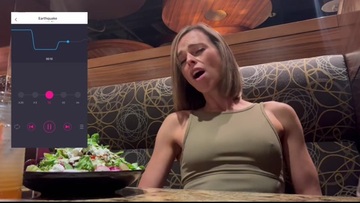 Cumming hard in public restaurant with Lush remote controlled vibrator