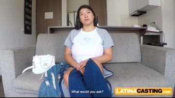 HUGE Natural Tits Latina Amateur in Rough Throat Fuck Casting