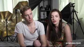 The brunette is getting a great spanking from the guy