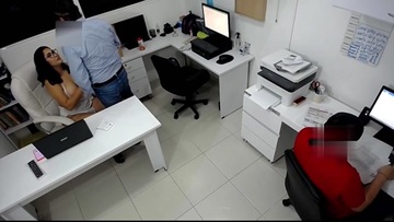 In the office, he's banging a titsy broad