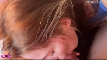Juicy babe takes in her mouth and pussy.