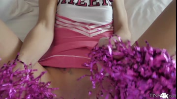Adorable young female cheerleader Paisley Rae gets creampied by her first monster cock