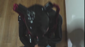 Horny slut in latex suit sucks cock and swallows cum