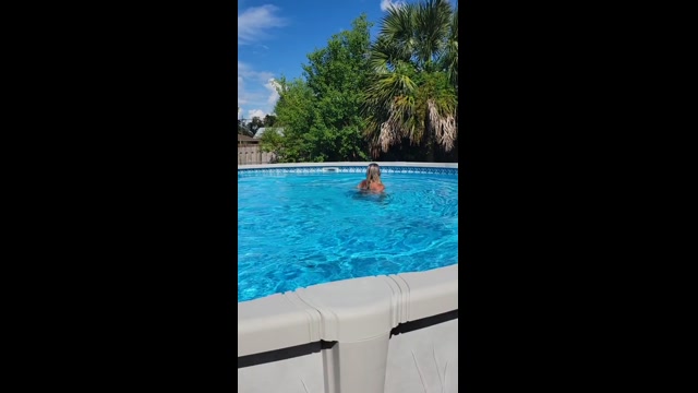 Caught sexy milf masterbating beautiful pussy by pool